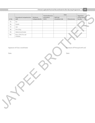 Clinical Logbook/Practical Record Book for BSc Nursing Programme by I. Clement | Complete Clinical Record Book as per Revised INC Syllabus for BSc Nursing Students, All 8 Semesters (4-Year Programme)