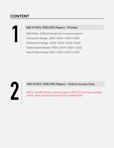 NID M.Des. Previous Year Papers (2026-2015) Prelims | IT Integrated Design Faculty | 5 years printed(2026-2022) + 7 years online access(2021-2015) All disciplines under IT Integrated Design Faculty