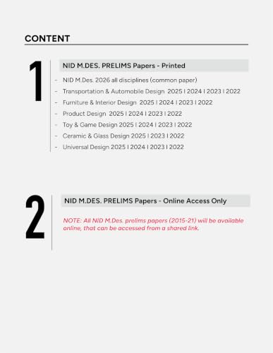 NID M.Des. Previous Year Papers (2026-2015) Prelims | ONLY Industrial Design Faculty all disciplines | 5 years printed(2026-2022) + 7 years online access(2021-2015)