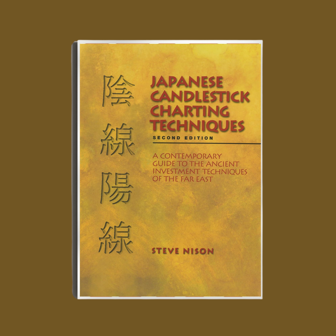 Book cover of 'Japanese Candlestick Charting Techniques' by Steve Nison on a brown background