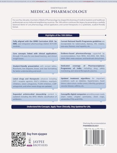 KD Tripathi's Essentials of Medical Pharmacology, 10/E for MBBS 2nd Year Students | NMC CBME-aligned Core Pharmacology Textbook: 1