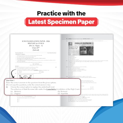 Oswaal ICSE | 10 Sample Question Papers | Class 10 | History & Civics (For 2027 Exam) | Includes–Board Paper 2026 & Specimen 2027 |With On Tips Notes, Mind Maps & Oswaal AI