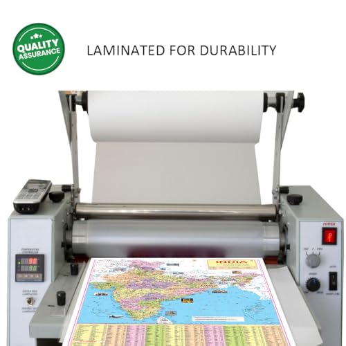 India Map Educational Wall Chart (48 x 73 cm) – Both-Side Laminated with New Union Territories of Jammu & Kashmir and Ladakh | Detailed Political & Physical Features | Durable, Colourful & Up-to-Date Map for School, Home and Office