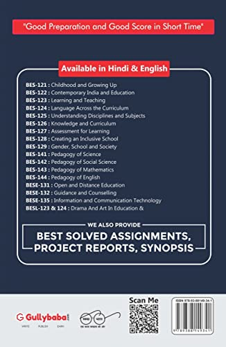 IGNOU BES-129 Gender, School and Society (ENG) for B.Ed. Sem - Latest Edition Help Book with Solved Previous Year's Question Papers and Important Exam Notes - By Gullybaba