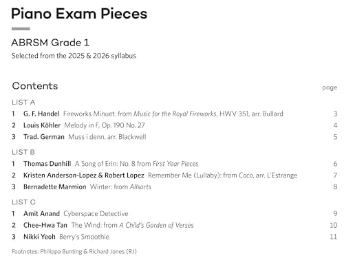 Piano Exam Pieces 2025 & 2026, ABRSM Grade 1: Selected from the 2025 & 2026 syllabus (ABRSM Exam Pieces)