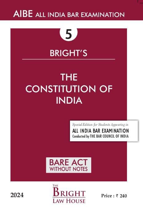 BRIGHT'S Constitution of India (English) Bare Act (Without Notes) For All India Bar Examination