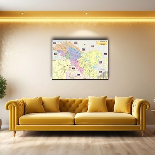 Ladakh Map. Both Maps Size : 40"x28" inch (100x70 Centimeter). In English Language With Important Fact and Figure. Ideal Map For Student and Aspirant of UPSC, PCS, SSC, RAILWAY Exam