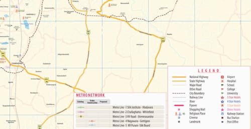 BENGALURU MAP BOOK, Latest and Updated, 70 x 100 cm, Paper Folded with Metro Routes (Travel Series)