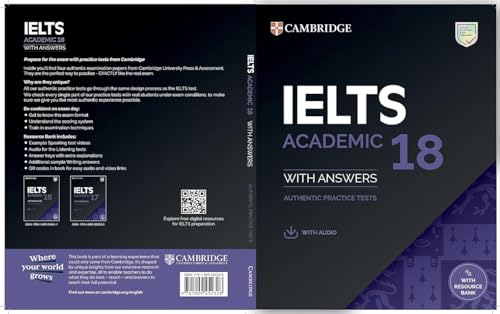 IELTS Academic 18 with Answers, Authentic Practice Tests with Audio, with Resource Bank