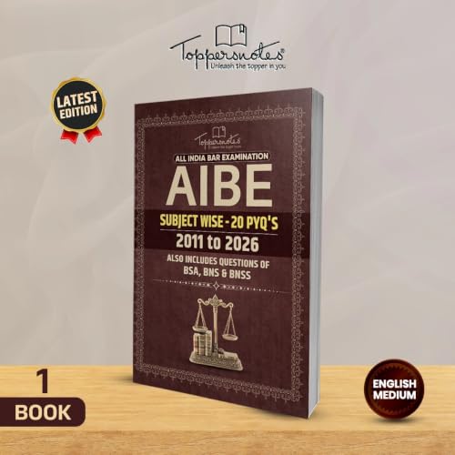 All India Bar Examination (AIBE) Subject Wise PYQ's Study Material Examination Preparation Set of 1 Book in English Toppersnotes Latest Edition