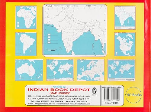 CUT AND DRAW BIG BOOK OF OUTLINE PRACTICE MAPS (100 ASSORTED MAPS) CONTAINS INDIA, WORLD AND CONTINENTS (English)