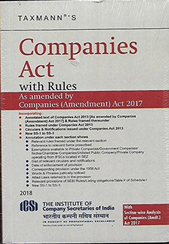 Companies Act with Rules (Paperback Pocket Edition) (January 2018 Edition) book cover