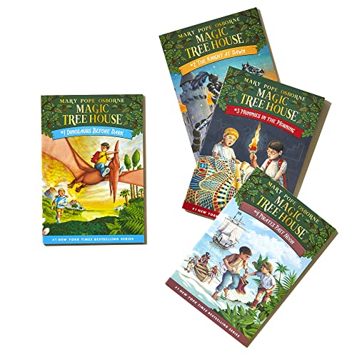 Magic Tree House Volumes 1–4 Boxed Set | Time-Travel Adventures with Jack & Annie Featuring Dinosaurs, Knights, Mummies & Pirates | Chapter Books for Ages 6+