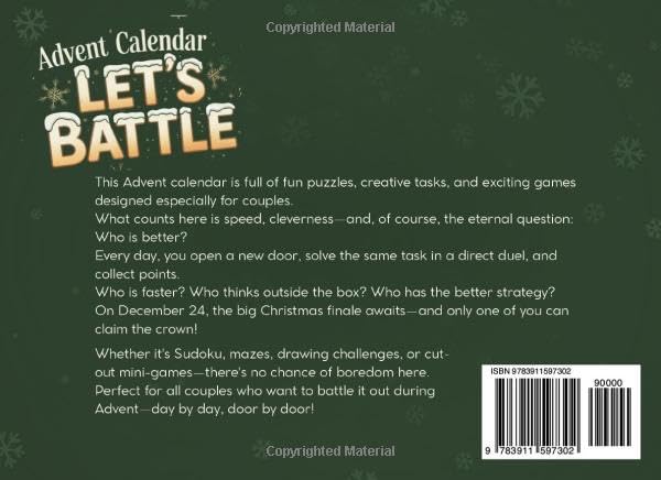 Advent Calendar: The Great Advent Challenge for Couples – Let’s Battle | 24 Days of Interactive Challenges & Brain Games | Fun Gift for Women and Men