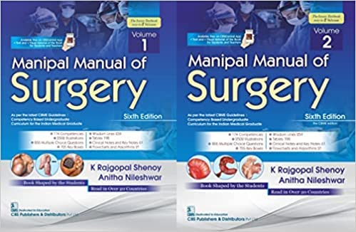 MANIPAL MANUAL OF SURGERY 6ED 2 VOL SET (PB 2023) (CBME EDITION)