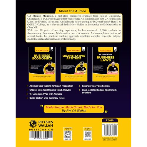 PW MCQ Revizer CA Foundation Accounting By CA Manish Mahajan | Chapterwise Weightage Analysis & PYQs