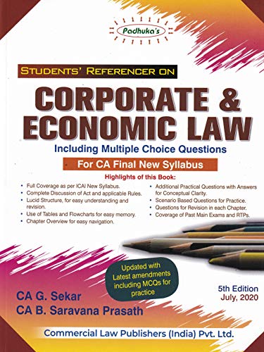 Padhukas Students Referencer on Corporate & Economic Law Including MCQs for CA Final New Syllabus book cover