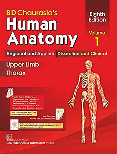 BD CHAURASIAS HUMAN ANATOMY 8ED VOL 1 REGIONAL AND APPLIED DISSECTION AND CLINICAL UPPER LIMB THORAX book cover