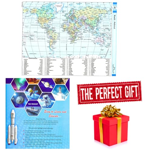 Exello World Atlas for Kids, School World Atlas Map Book English, A Journey Around the World - Discovering Countries, Cultures, Landmarks, and Geography