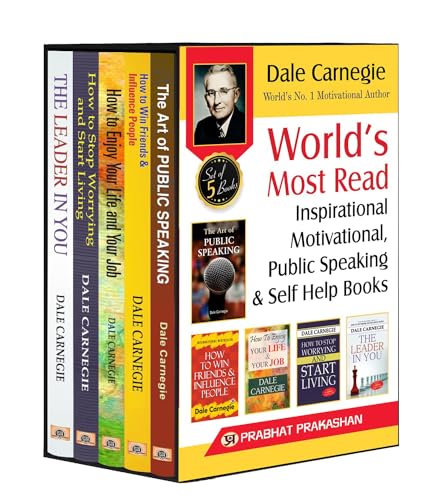 Worlds Most Reading Inspirational, Motivational, Public Speaking & Self Help Books To Enjoy Your Life | Leadership | Stop Worrying & Start Living | Influence People | Dale Carnegie | Set Of 5 Books - English by Team Prabhat