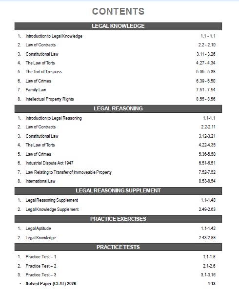 GKP CLAT 2027 Legal Aptitude Guide | Includes Solved Paper of CLAT 2026 | 3 Full-Length Mock Tests | Comprehensive Legal Reasoning & Legal Knowledge for CLAT Preparation