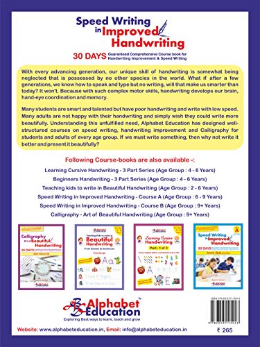 Speed Writing In Improved Handwriting - Cursive writing - Book A (For Age 6-9 Years) - Cursive handwriting practice book