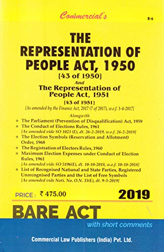 The Pepresntation of People Act, 1950 (Act of 1950) (2019 Edition) book cover