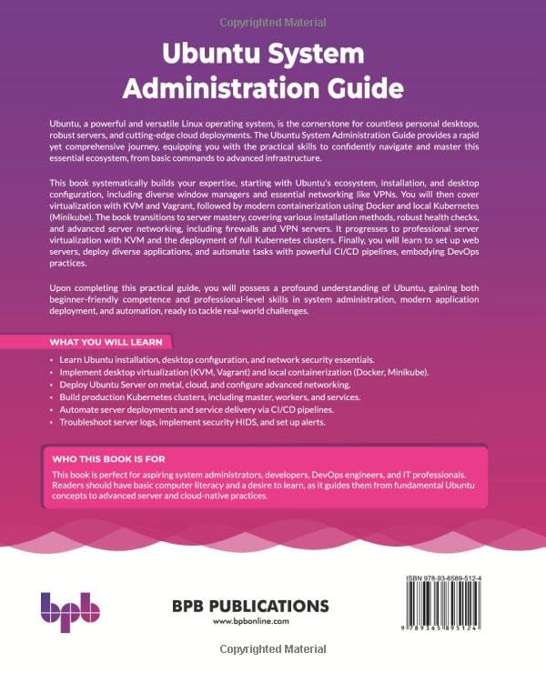 Ubuntu System Administration Guide: Ubuntu Desktop, Server, security, and DevOps automation