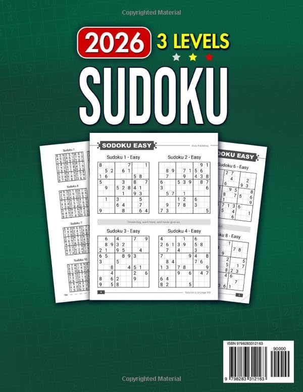 Sudoku Book for Adults and Seniors with 3 Levels of Difficulty: 402 Puzzles & Solutions, Easy to Hard (The Perfect Gift for Puzzle Lovers) (Gifts for Men & Women)