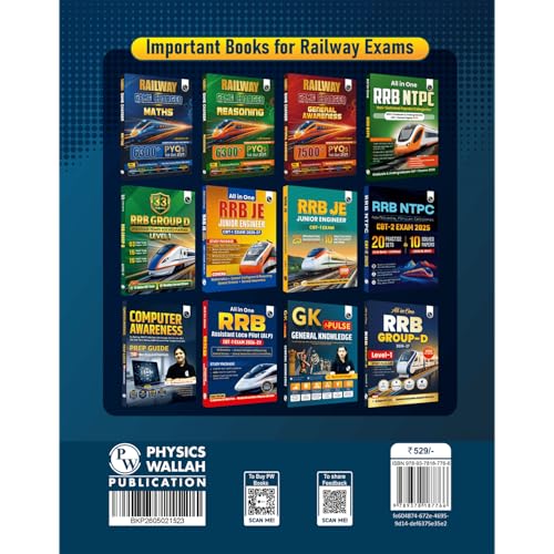 PW RRB NTPC Book 2026 | All in One Graduate Level CBT-1 | 20 Previous Year Solved Papers (PYQs) | Chapter-wise Theory, Short Tricks & Exercises | 10 Practice Sets | English Edition