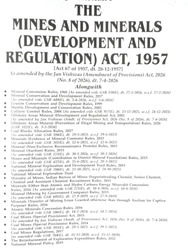 The Mines & Minerals (Development & Regulation) Act, 1957 (MMDR Act) with Mineral Concession Rules, Mineral Conservation & Development Rules, Offshore ... Short Comments | Commercial's 2026 Edition