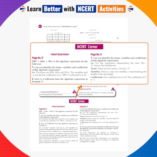 Oswaal CBSE Class 9 Mathematics Part-1 Question Bank Chapter-wise & Topic-wise | Based on NCERT Textbook Ganita Manjari | Includes Summary, Competency-Based Question, Self-Assessment & Practice Papers