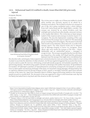 Mob Lynching In India (A Record — 2014-2024)
