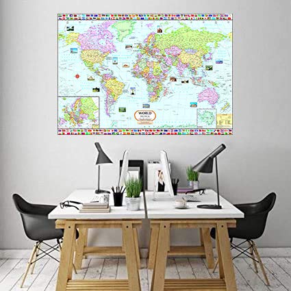 India Map & World Map Combo | LAMINATED | Size : 70 X 100 cm | India Map | World Map | Tear-Resistant, Waterproof, Adhesive Back Strips