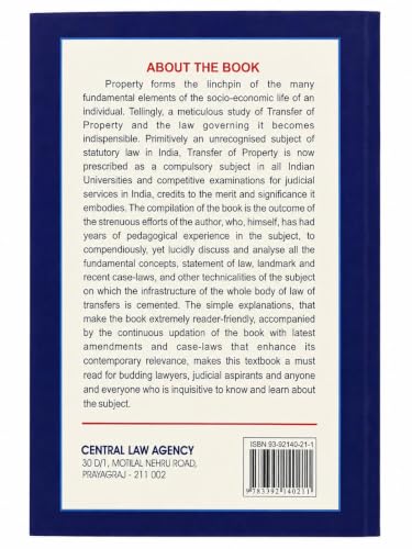 The Transfer of Property Act by Dr. R. K. Sinha | Central Law Agency