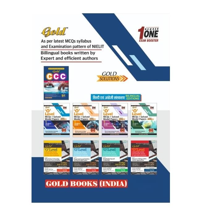 Gold CCC Course on Computer Concepts Book | 2025 Updated Bilingual Edition | 10 Practice Sets & Solved Papers | Complete NIELIT Exam Guide for Govt Job & IT Literacy Preparation