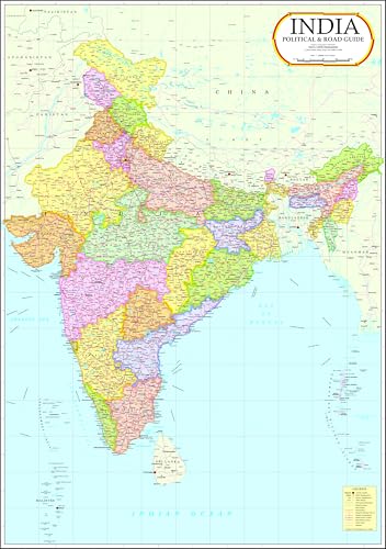 India Map | Laminated | Size : 4 feet 7 inches x 3 feet 3 inches (140x100 cm) | Big Map