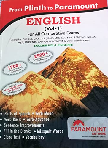 Paramount English For General Competitive Exams Vol 1 From Plinth To Paramount