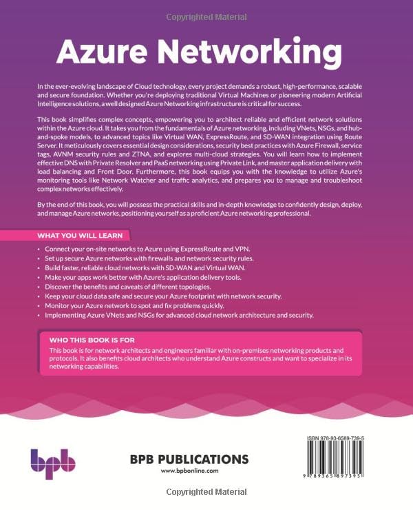 Azure Networking: Understand key concepts and design secure Cloud networking architectures (English Edition)