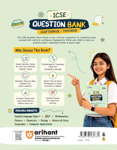 Arihant ICSE Question Bank Class 10 History & Civics For Board Exam 2027 | 26 Years Chapterwise & Topicwise PYQs (2026–2001) with Detailed Step-by-Step Solutions, Examiner's Comments, 3 Sample Papers