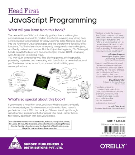 Head First JavaScript Programming: A Learner's Guide to Modern JavaScript, Second Edition (Grayscale Indian Edition)