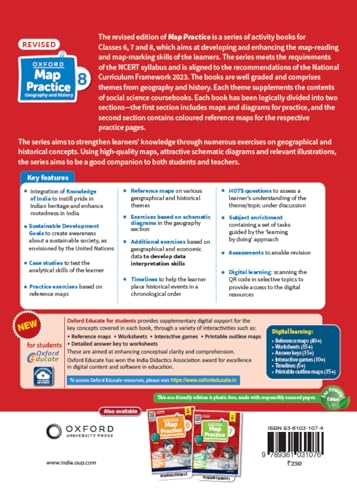 Oxford Map Practice Book 8 | Geography and History | As per NCF 2023