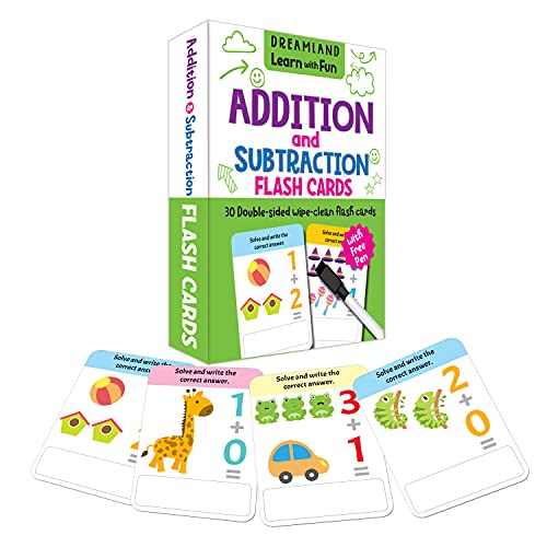 Flash Cards Addition and Subtraction  - 30 Double Sided Wipe Clean Flash Cards for Kids (With Free Pen) book cover