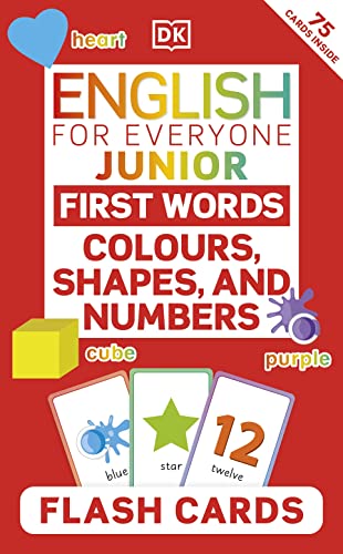 English for Everyone Junior First Words Colours, Shapes, and Numbers Flash Cards book cover