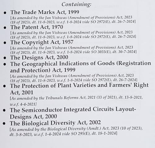 Commercial’s Intellectual Property Laws Bare Act 2026 Edition | Trade Marks Act, Patents Act, Copyright Act, Designs Act, GI Act | Updated with Jan ... Amendment 2023 | Bare Act with short comments