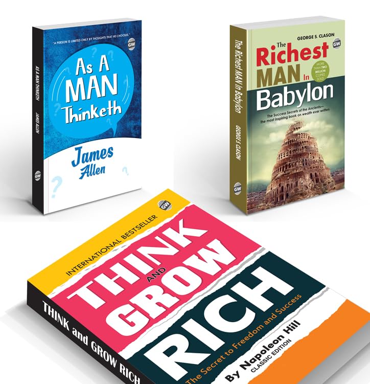 Classic English Novels - Think & Grow Rich, The Richest Man in Babylon and As A Man Thinketh : (Pack of 3) Books for Financial Freedom, Wealth Building Books