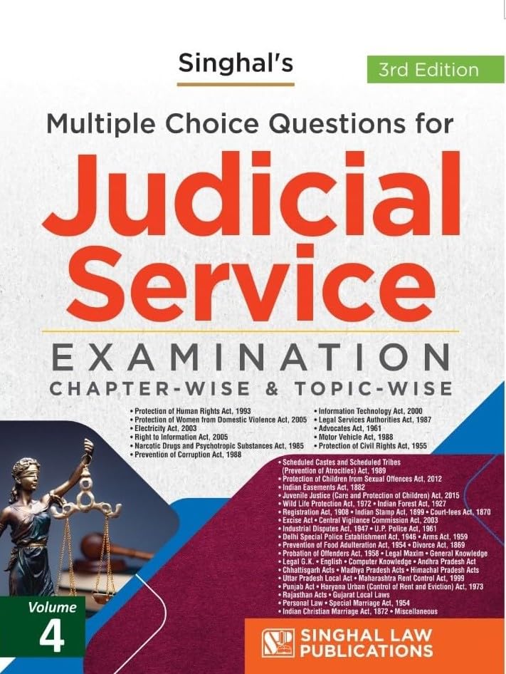 13000+ MCQ | Judicial Service Examination MCQs | Combo Set (Vol. 1–4) |Chapter-Wise & Topic-Wise Multiple Choice Questions | For PCS-J, Judiciary, APO ... | 2026 Edition | Singhal Law Publications
