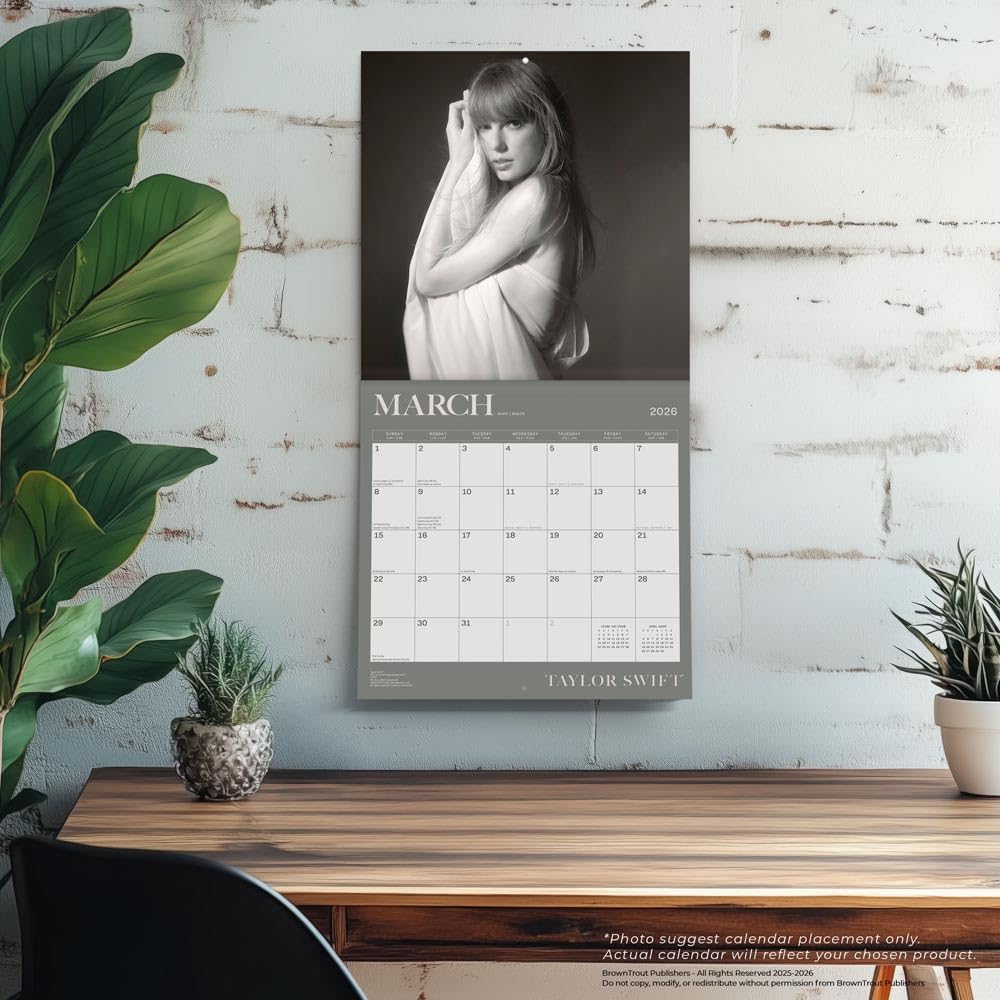 Taylor Swift OFFICIAL | 2026 12 x 24 Inch (Hanging) Monthly Square Wall Calendar | Plastic-Free | BrownTrout | Music Pop Singer Songwriter Celebrity