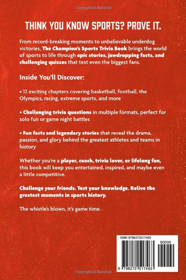 The Champion’s Sports Trivia Book: Amazing Quizzes, Fun Facts & Legendary Stories for Players, Fans and True Sports Lovers