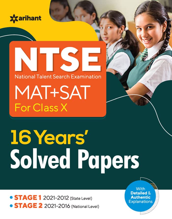 NTSE MAT + SAT 16 Years Solved Paper for Class 10 2023 book cover